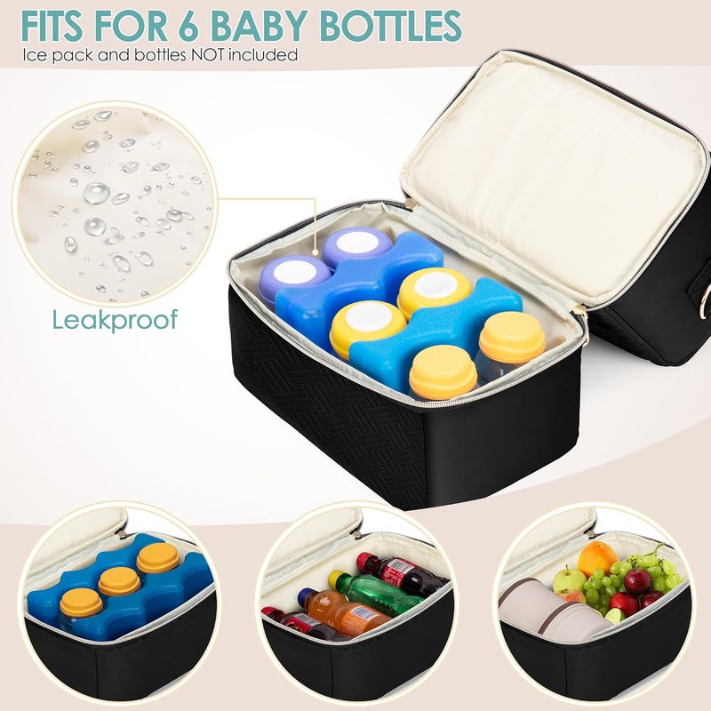 Fasrom Breast Pump Bag with Cooler Compartment Compatible with Momcozy, Medela and Willow Hands Free Pump, Pumping Tote with Waterproof Mat, Black - Image 4